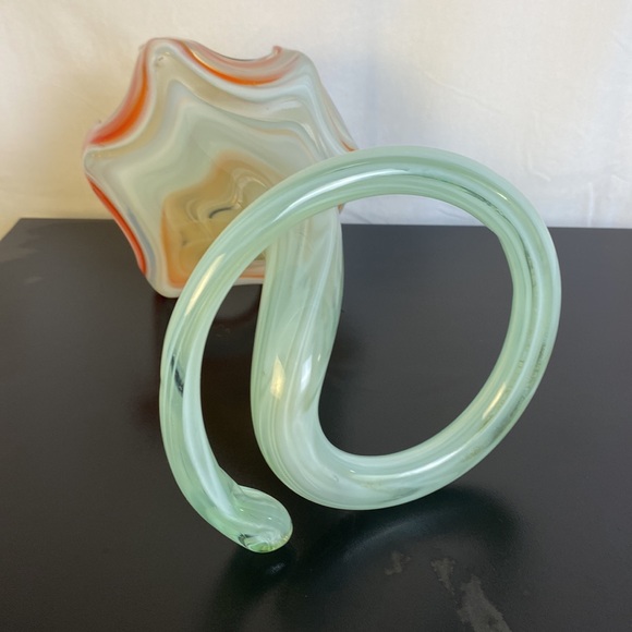 Mid Century Modern Orange Glass Sculpture - Picture 6 of 6